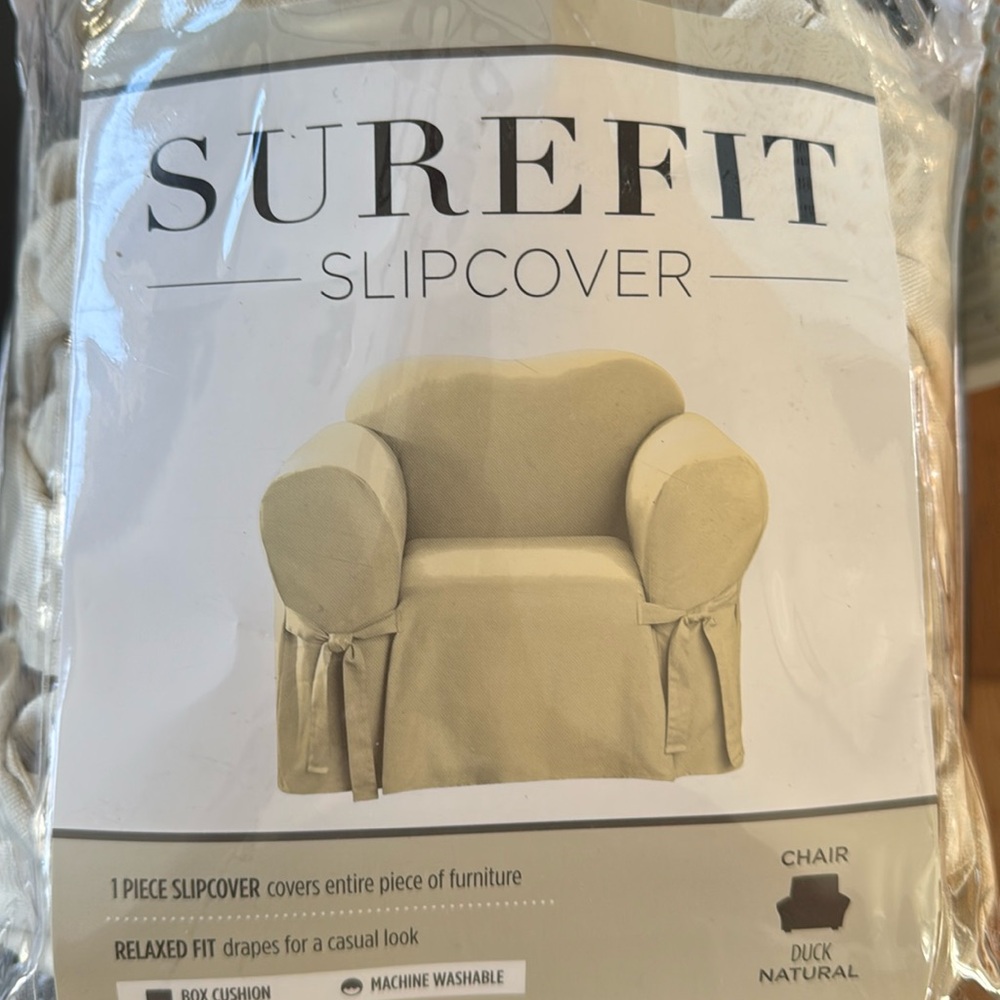 BNIP- Surefit Slipcover for Chair. Natural color